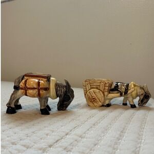 Vintage Donkey Planter Set Unbranded Excellent Condition Ceramic Burro Japan